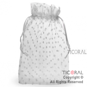 BOLSA ORGANZA BLANCO 20X25 LUNARES HS3978-1 x 1